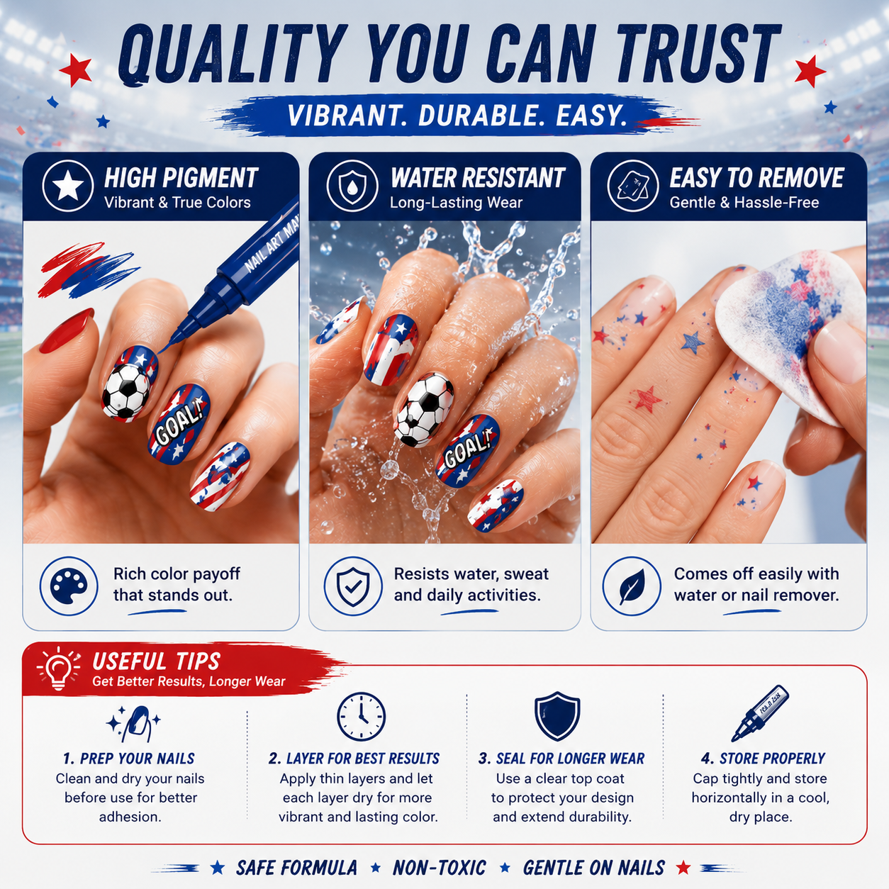 12 vibrant fan-edition nail art pens. Fast-drying — no UV lamp needed