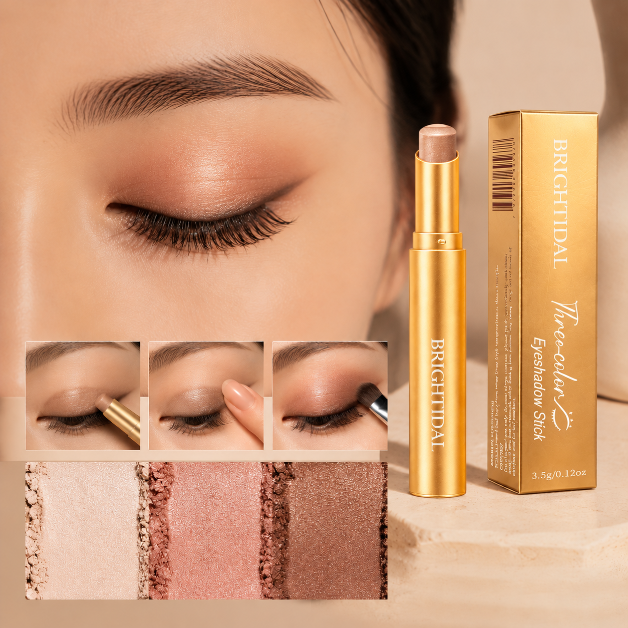 brightidal® 3-in-1 Cream Eyeshadow Stick – One Swipe for Effortless Eye Makeup