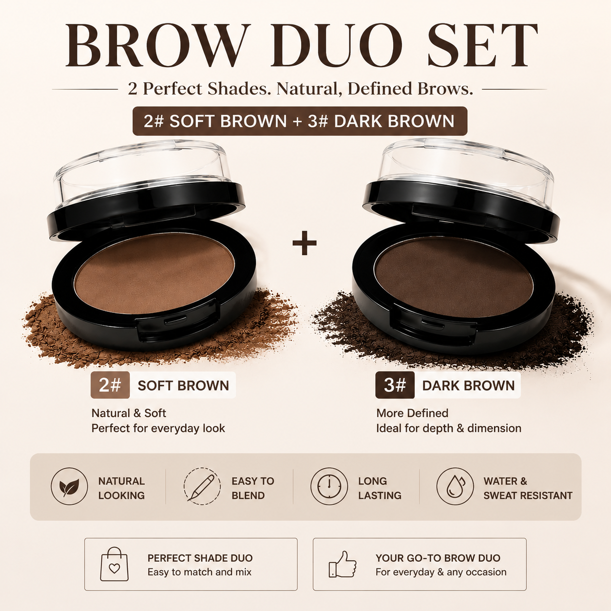 Perfect Brows Dual-Shade Eyebrow Powder – Natural Looking Brows & Long-Lasting Wear