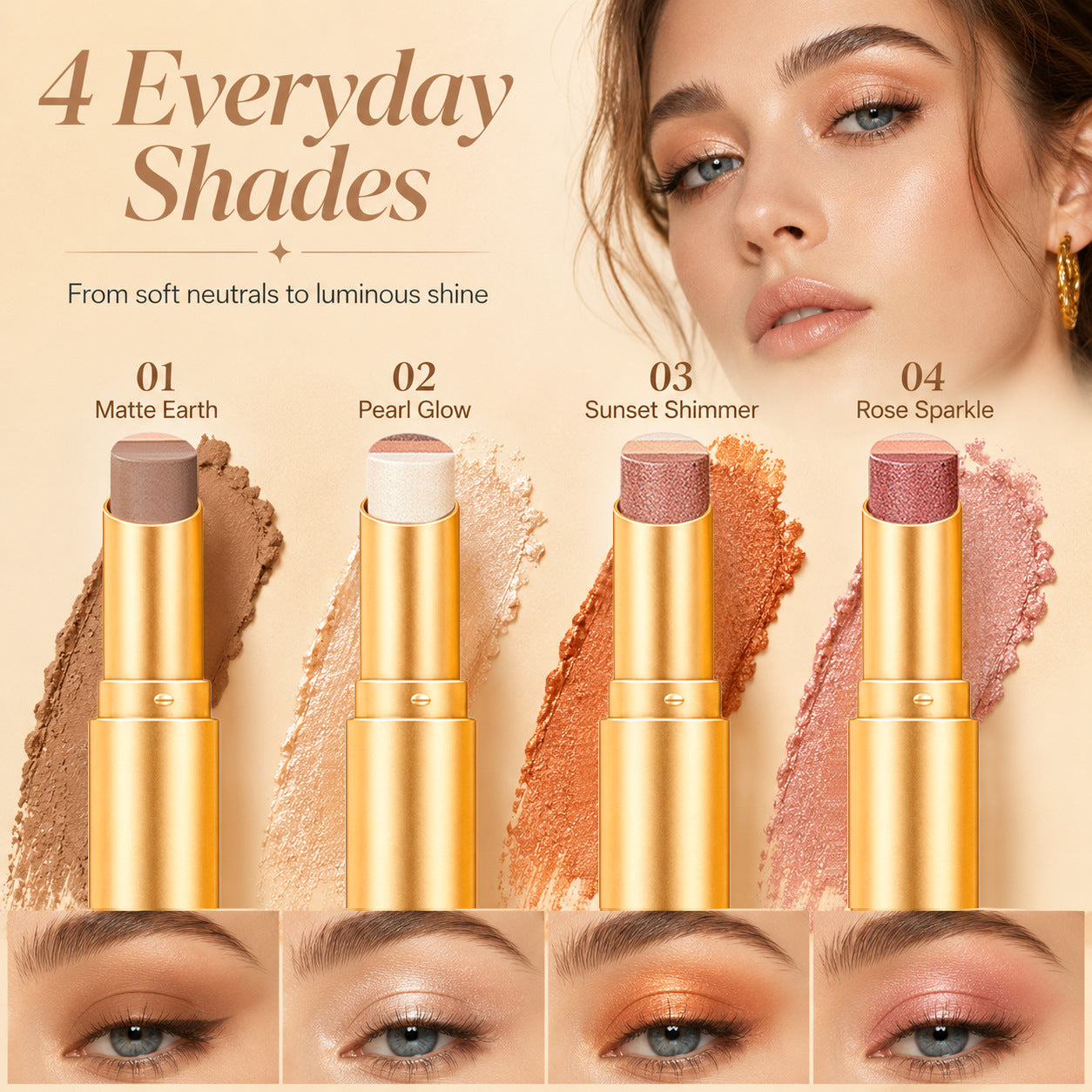 brightidal® 3-in-1 Cream Eyeshadow Stick – One Swipe for Effortless Eye Makeup