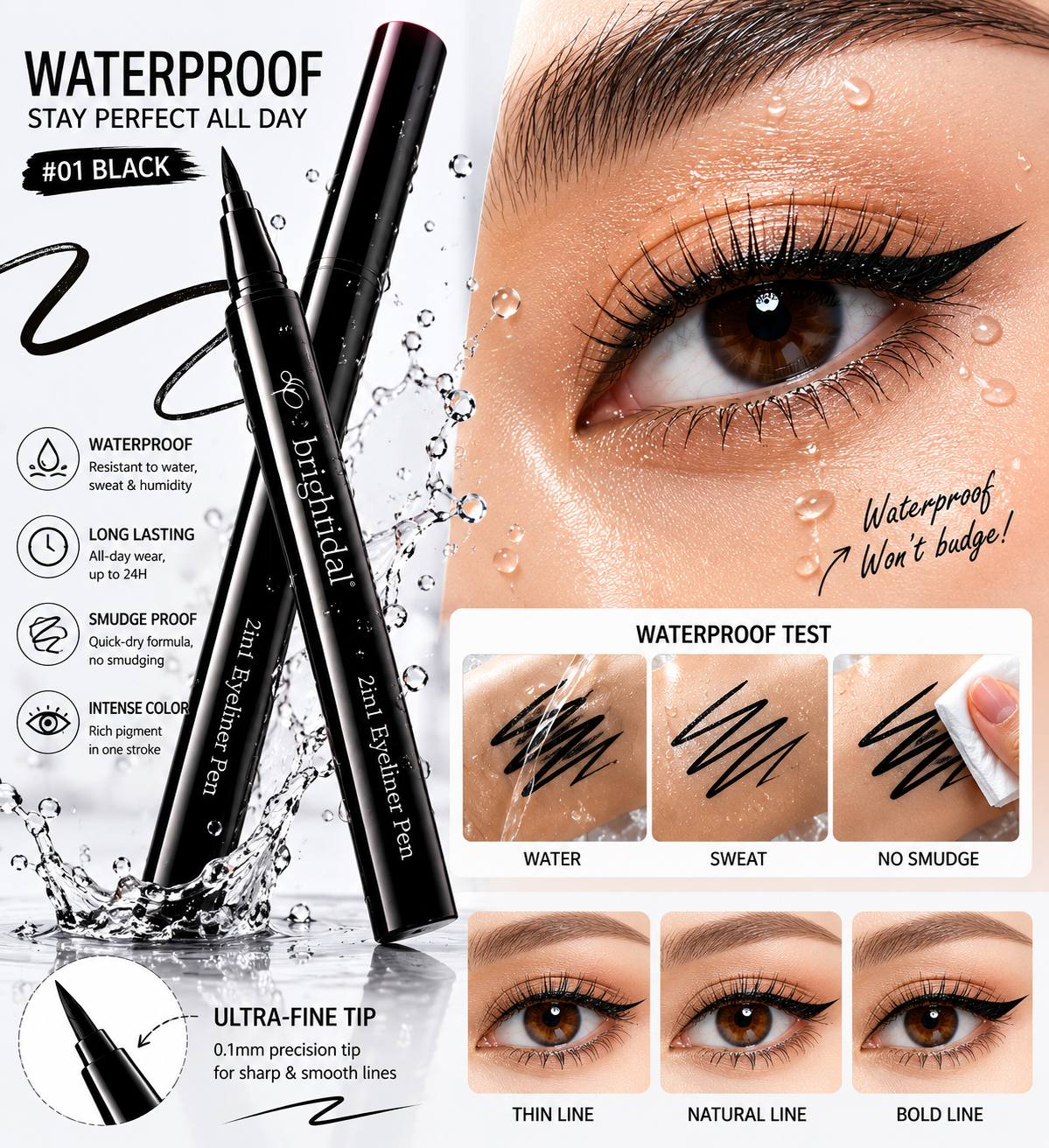 Waterproof & Smudge-Proof Liquid Eyeliner