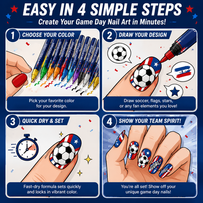 12 vibrant fan-edition nail art pens. Fast-drying — no UV lamp needed